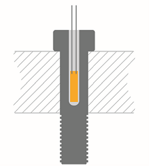 Bonding of bolt strain gauges step 1-sketch of the drilling