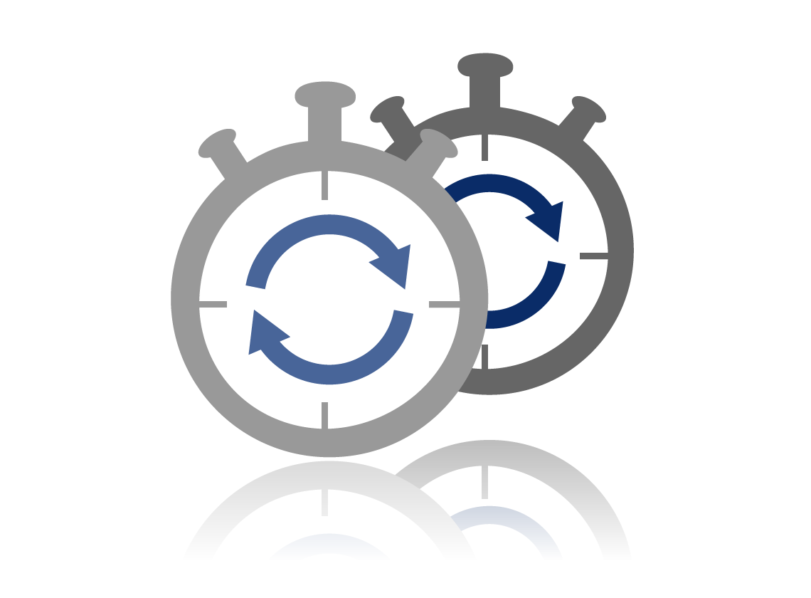 Pictogram depicting two clocks.