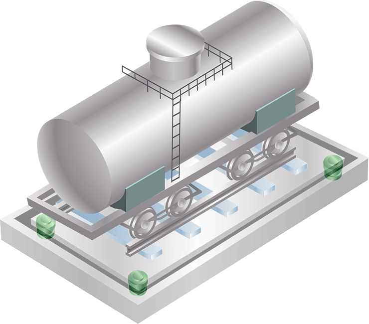 Ilustración de una báscula ferroviaria